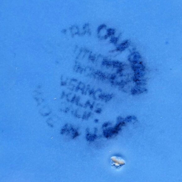 Art Deco Butter Dish Vernon Kilns Ultra California Aster Blue Tray Vintage - Picture 4 of 10